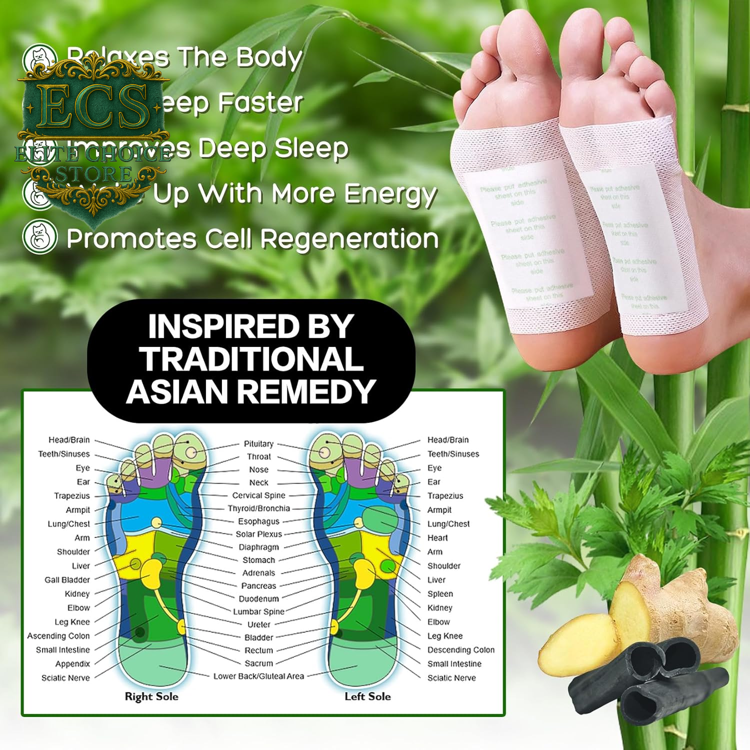 100 Pack Foot Pads, Ginger Oil Bamboo Charcoal, Foot Care Patch Message Deep Cleansing for Stress Relief, Better Rest, Feet Health Patches, Relaxing Muscles