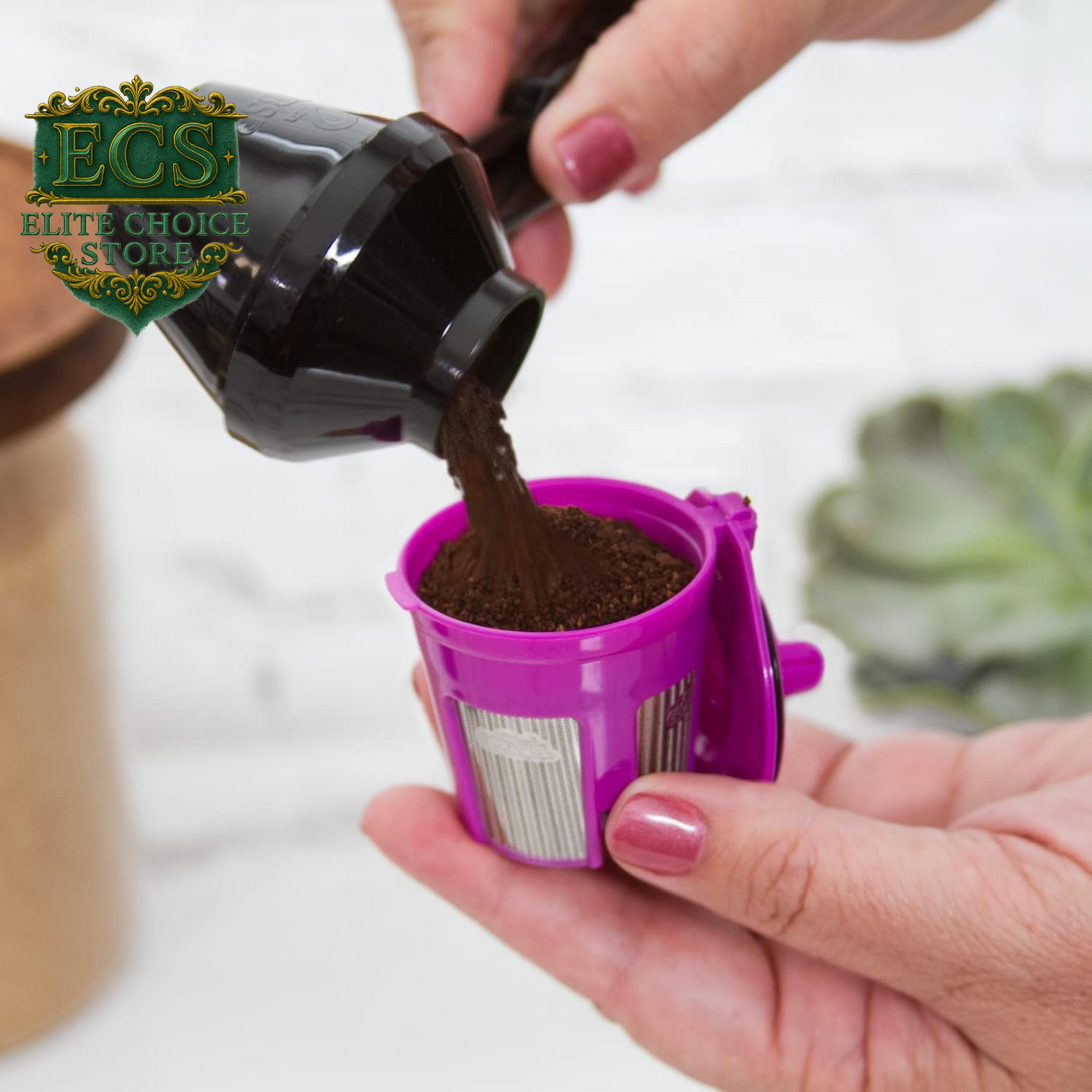 Perfect Pod Ez-Scoop Coffee Scooper & Funnel for Reusable K Cup Refillable Coffee Pods, 2 Tablespoon Capacity Black