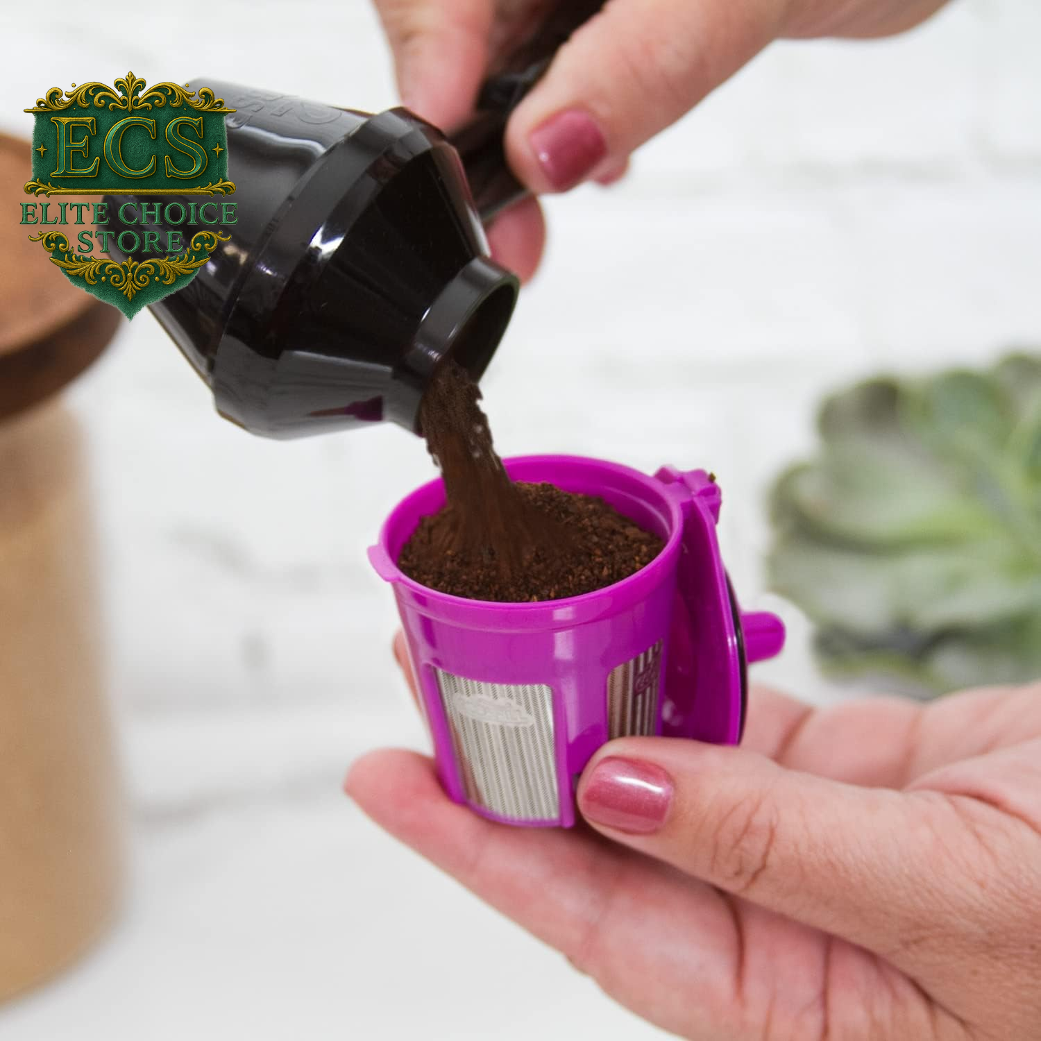 Perfect Pod Ez-Scoop Coffee Scooper & Funnel for Reusable K Cup Refillable Coffee Pods, 2 Tablespoon Capacity Black