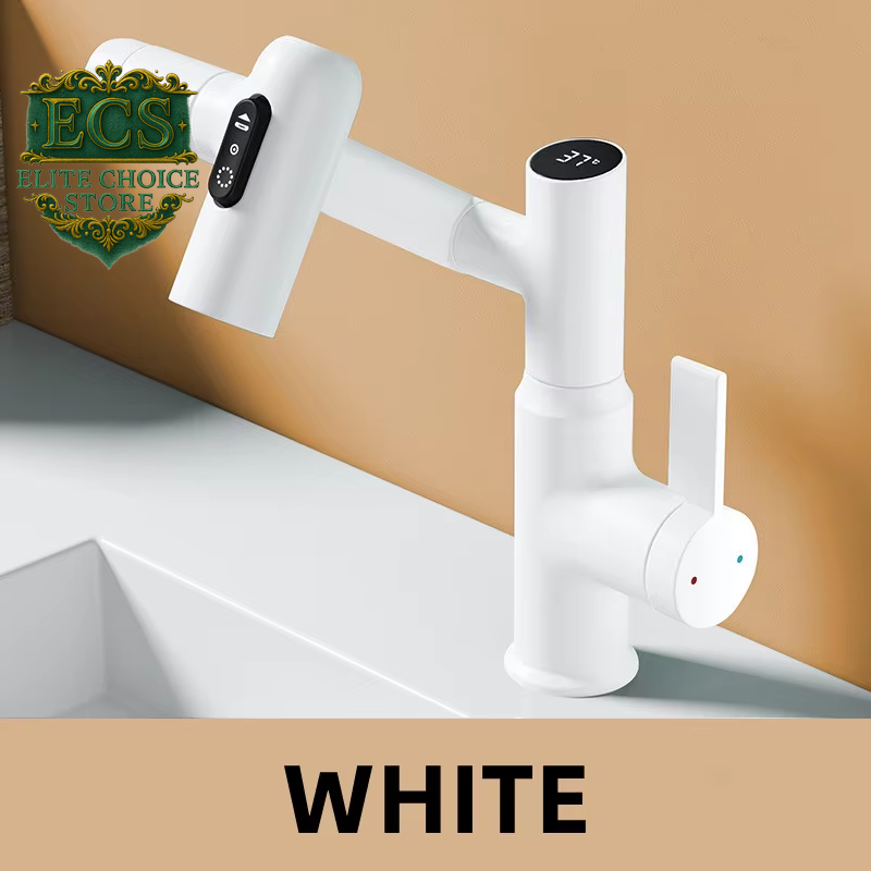 Digital Display LED Basin Faucet 360 Rotation Multi-Function Stream Sprayer Hot Cold Water Sink Mixer Wash Tap for Bathroom