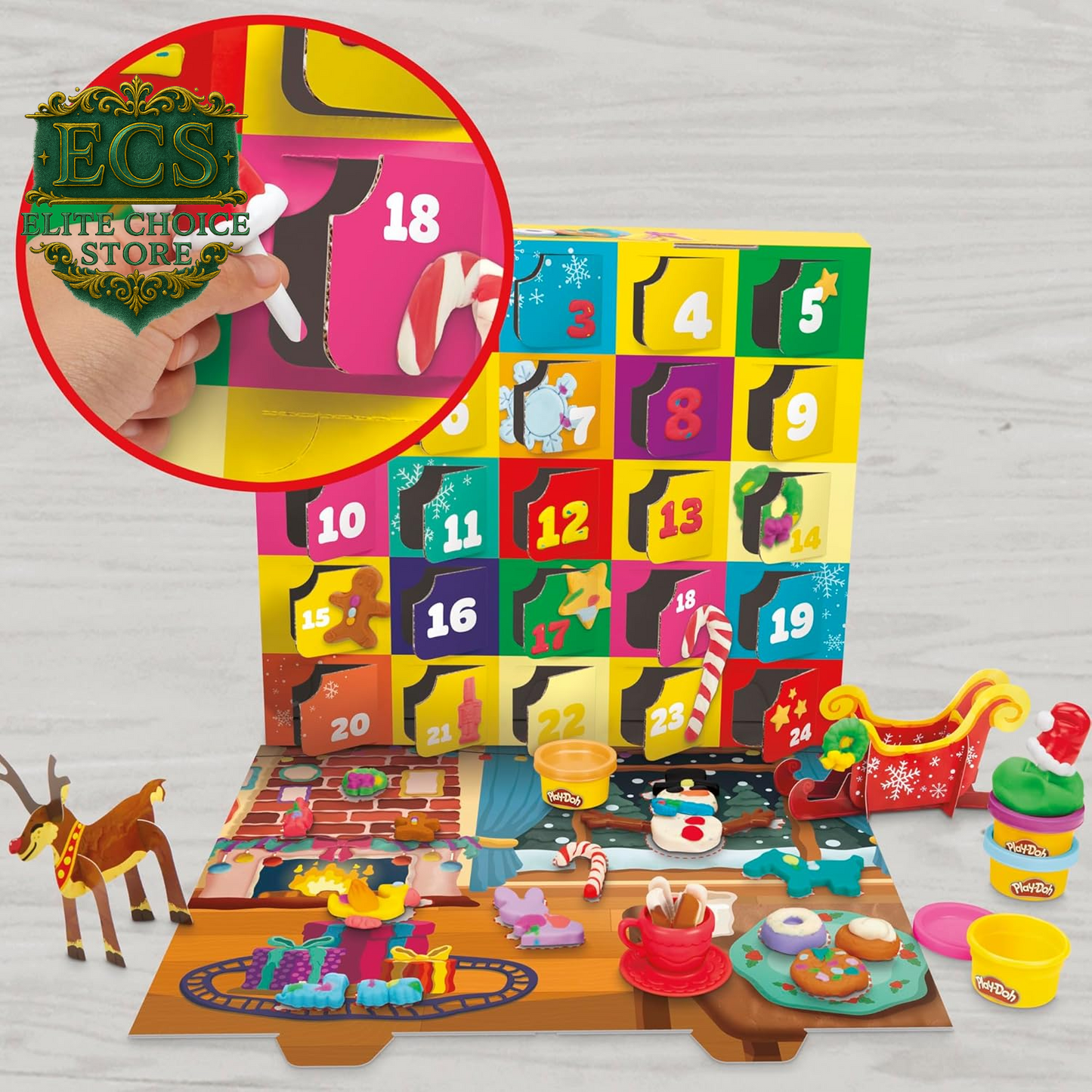 Play-Doh Holiday Advent Calendar for Kids 3 and Up, 24 Day Countdown, Multiple Surprise Gifts behind Each Door, Arts & Crafts