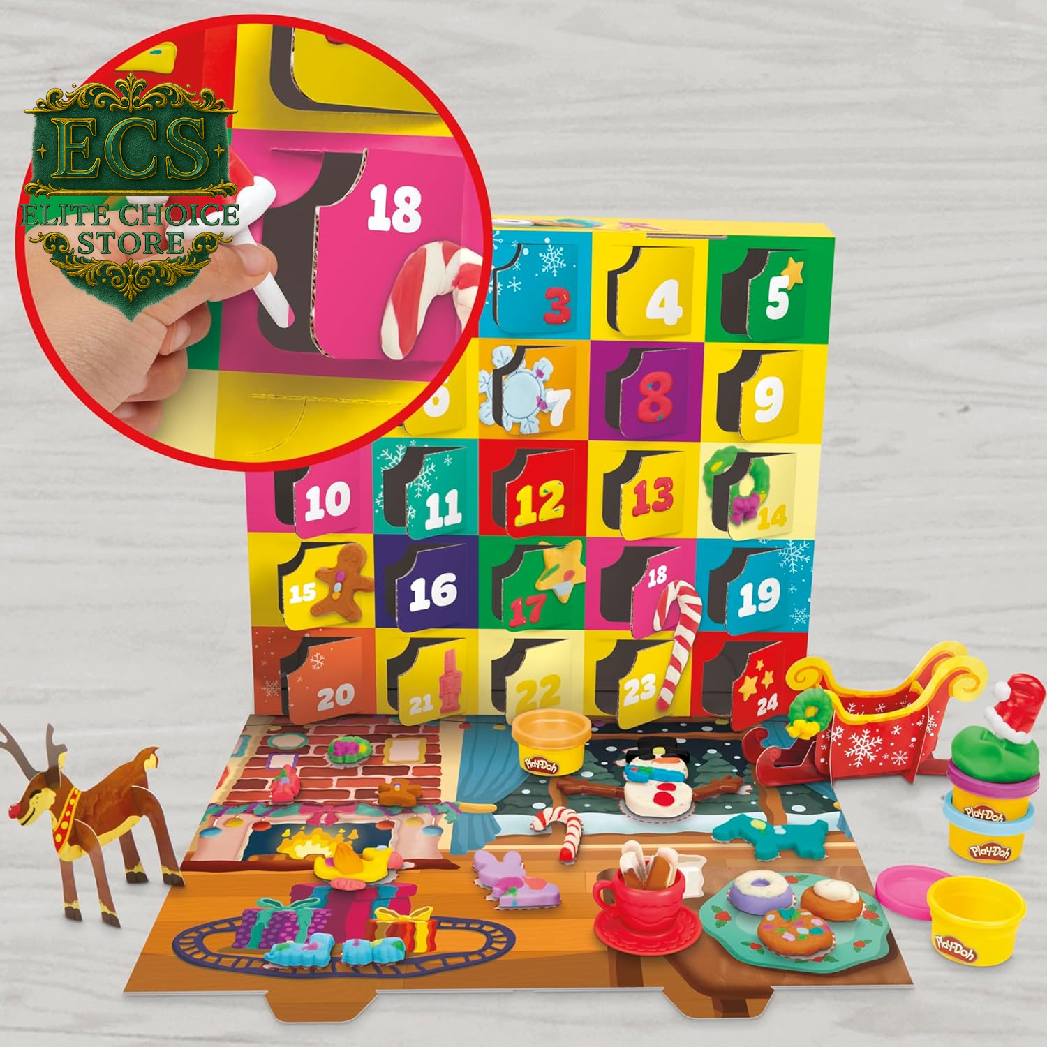 Play-Doh Holiday Advent Calendar for Kids 3 and Up, 24 Day Countdown, Multiple Surprise Gifts behind Each Door, Arts & Crafts