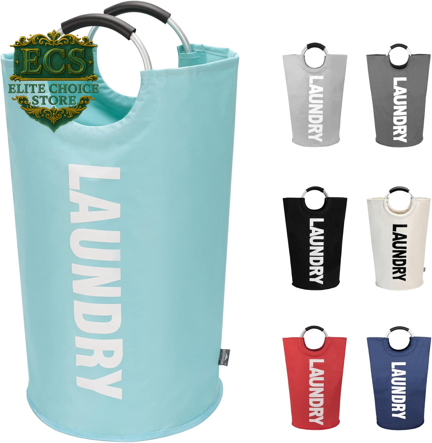 DOKEHOM 90L Large Laundry Basket, Collapsible Laundry Bag, Freestanding Tall Clothes Hamper, Foldable Washing Bin (Black)