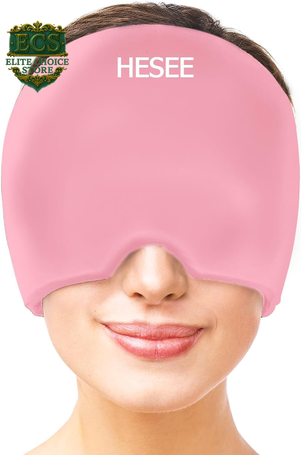 Migraine Relief Cap, Headache Relief Hat for Migraine Cap, Hot and Cold Therapy, Headache Eyes Mask for Stress Relief, Ice Pack Head Wrap for Sinus, Puffy Eyes, Tension, Pink