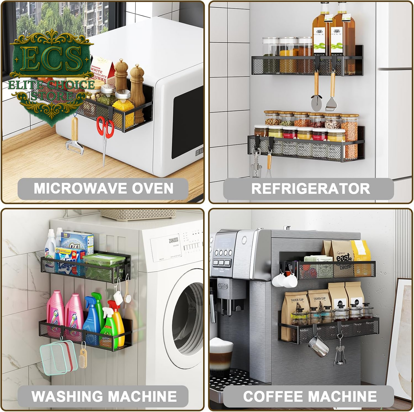 Transform your kitchen with the Aufworld Magnetic Spice Rack! 🧂✨ This 2-pack fridge organizer features moveable hooks for ultimate storage solutions. Say goodbye to clutter and hello to style! #KitchenOrganization #MagneticShelf