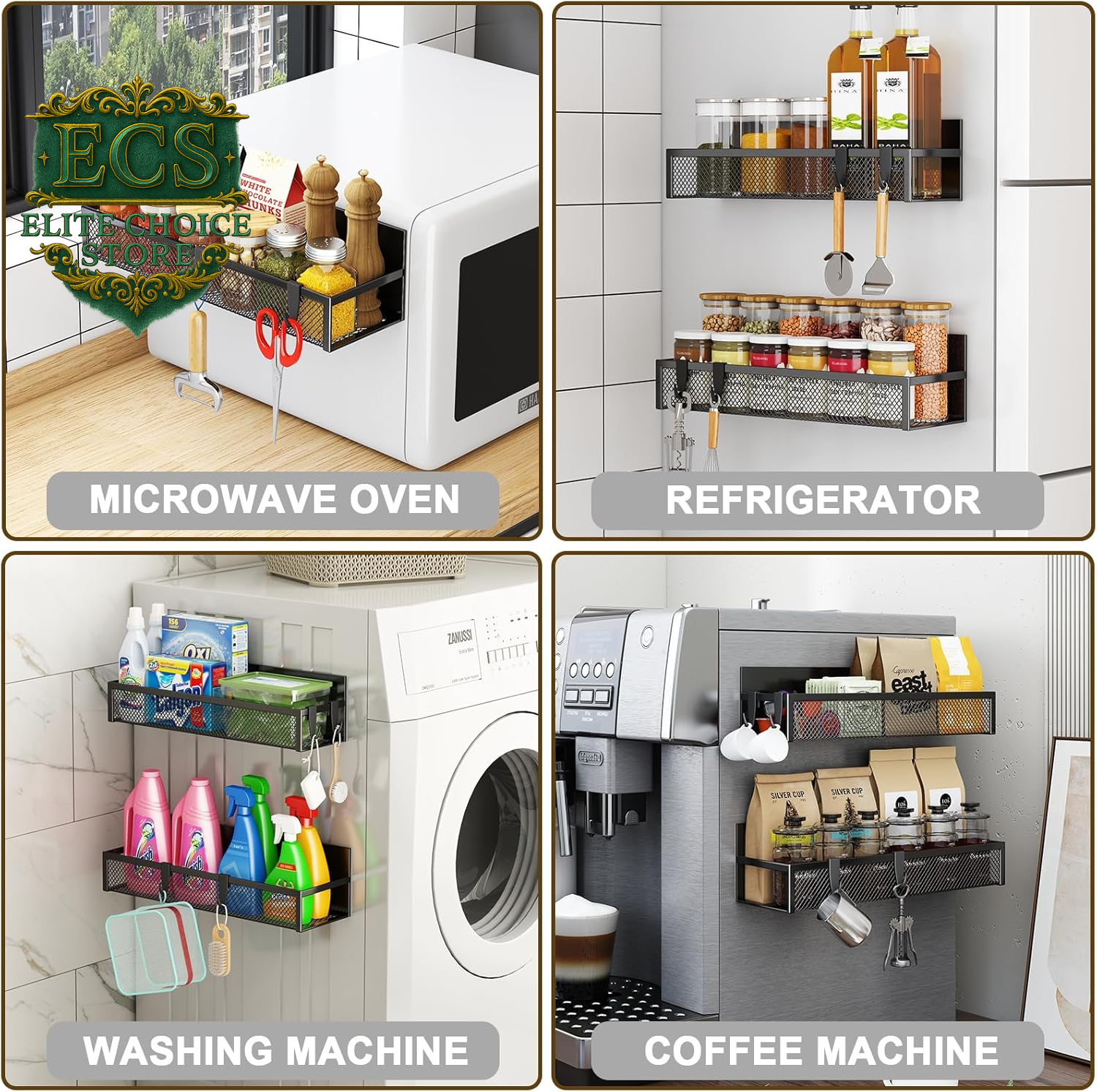 Transform your kitchen with the Aufworld Magnetic Spice Rack! 🧂✨ This 2-pack fridge organizer features moveable hooks for ultimate storage solutions. Say goodbye to clutter and hello to style! #KitchenOrganization #MagneticShelf