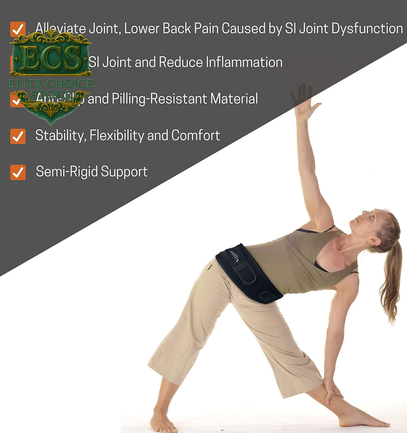 Sacroiliac Hip Belt for Women and Men That Alleviates Sciatic, Pelvic, Lower Back, Leg and Sacral Nerve Pain Caused by Si Joint Dysfunction| Trochanter Brace (Regular, Black)