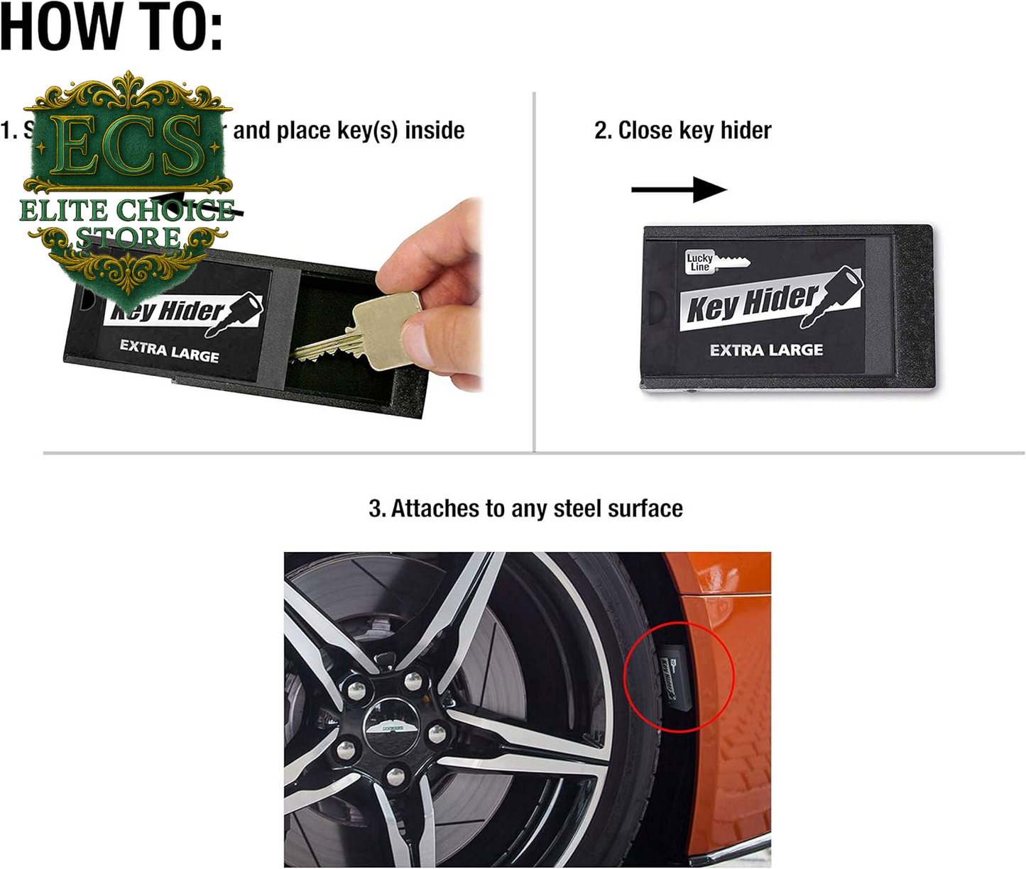 Lucky Line Extra Large Magnetic Key Hider Case Key Holder for Large Keys (91201)