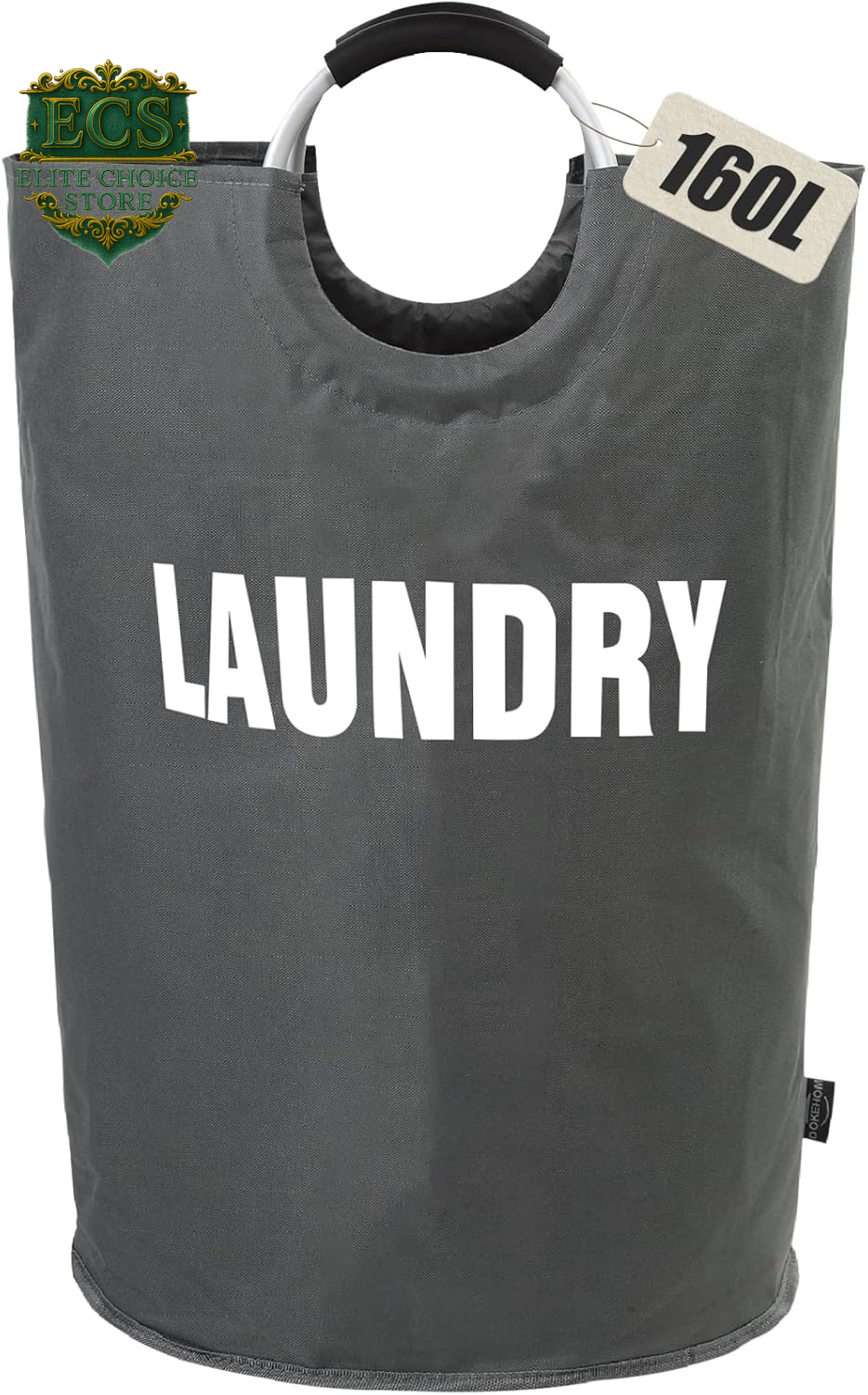 DOKEHOM 90L Large Laundry Basket, Collapsible Laundry Bag, Freestanding Tall Clothes Hamper, Foldable Washing Bin (Black)