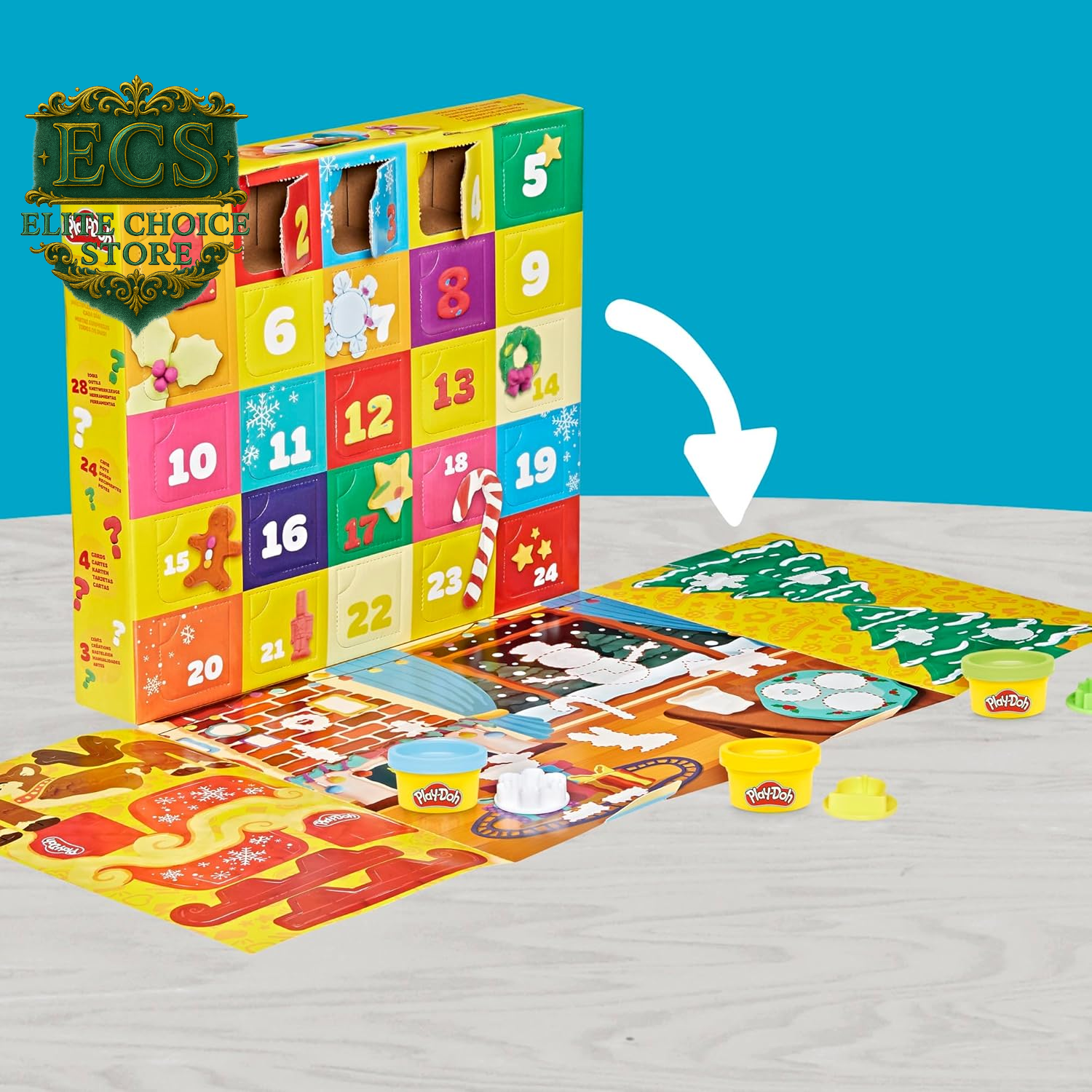 Play-Doh Holiday Advent Calendar for Kids 3 and Up, 24 Day Countdown, Multiple Surprise Gifts behind Each Door, Arts & Crafts