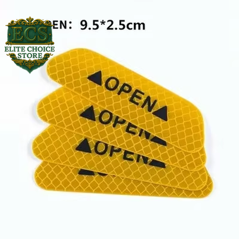 4PCS Car Accessories Car Stickers Reflective Warning Sticker Wheel Eyebrows Door Opening Sticker Diamond Wheel Reflective Strip