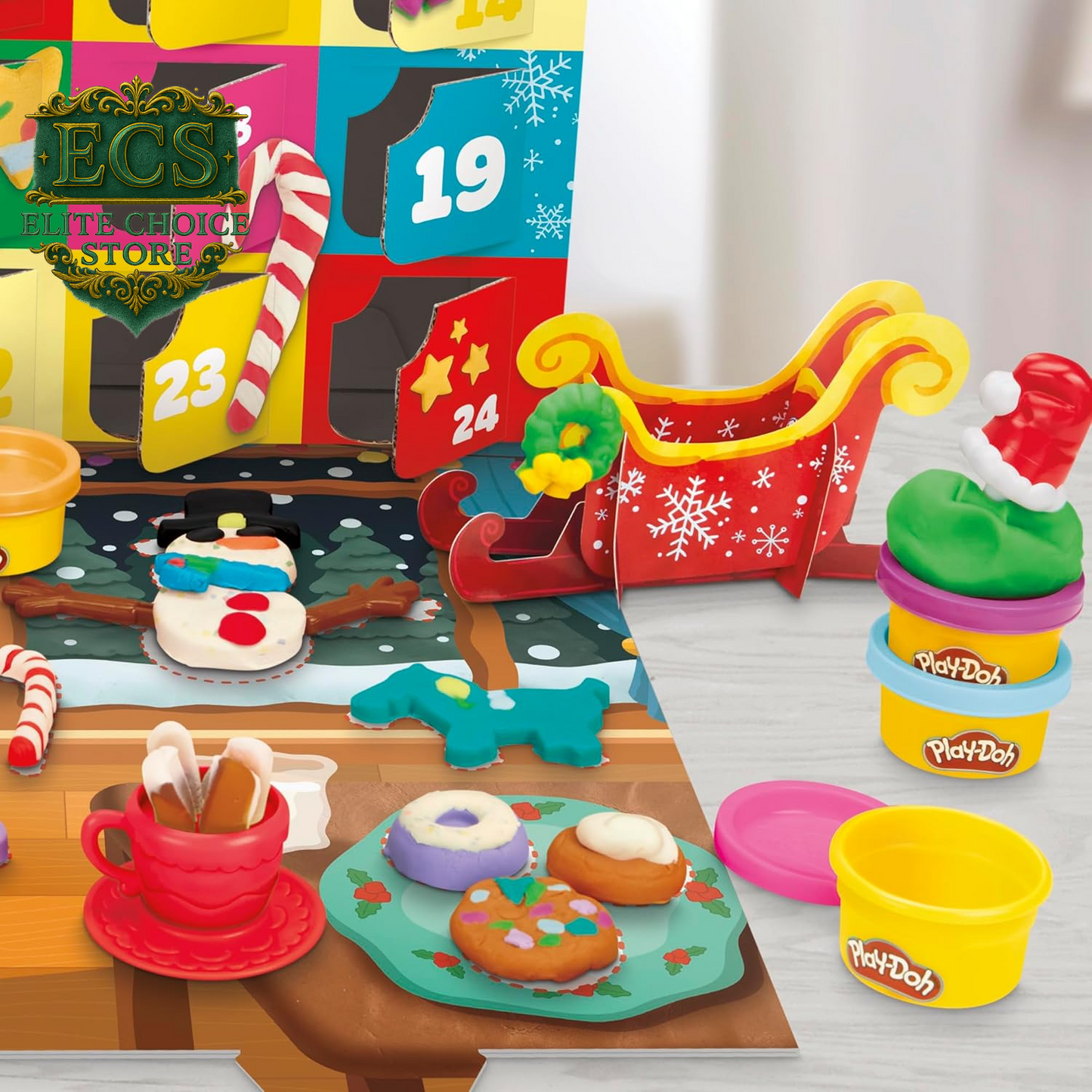 Play-Doh Holiday Advent Calendar for Kids 3 and Up, 24 Day Countdown, Multiple Surprise Gifts behind Each Door, Arts & Crafts