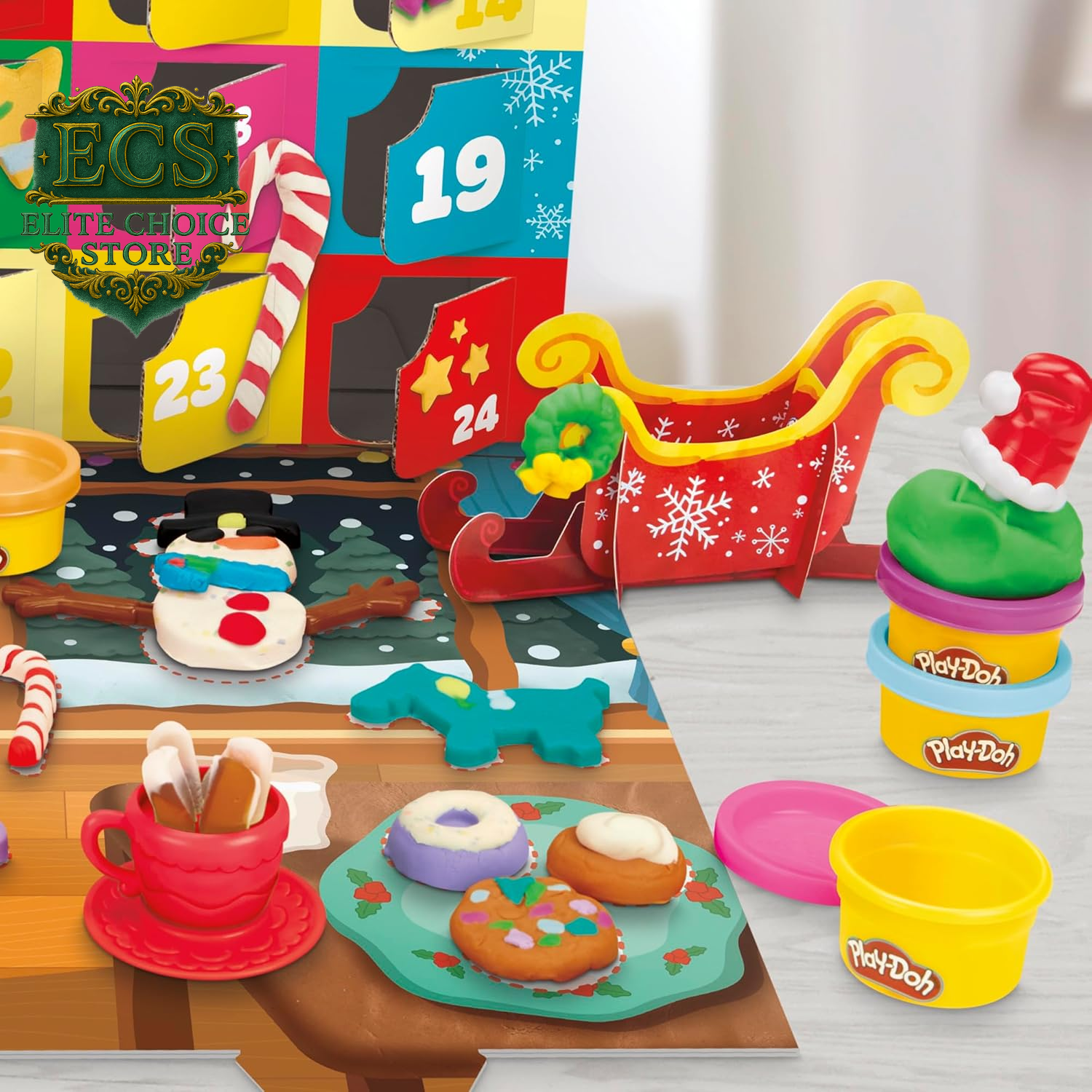 Play-Doh Holiday Advent Calendar for Kids 3 and Up, 24 Day Countdown, Multiple Surprise Gifts behind Each Door, Arts & Crafts