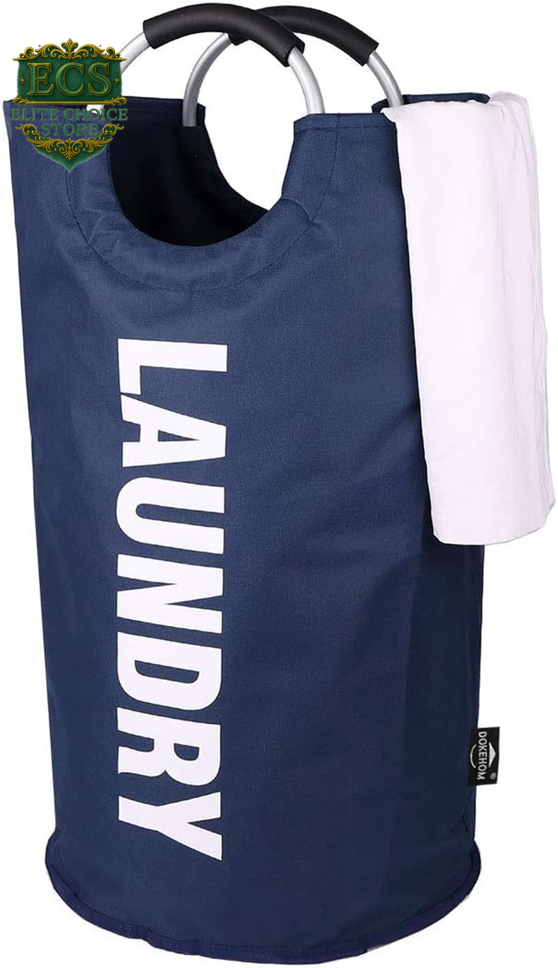 DOKEHOM 90L Large Laundry Basket, Collapsible Laundry Bag, Freestanding Tall Clothes Hamper, Foldable Washing Bin (Black)