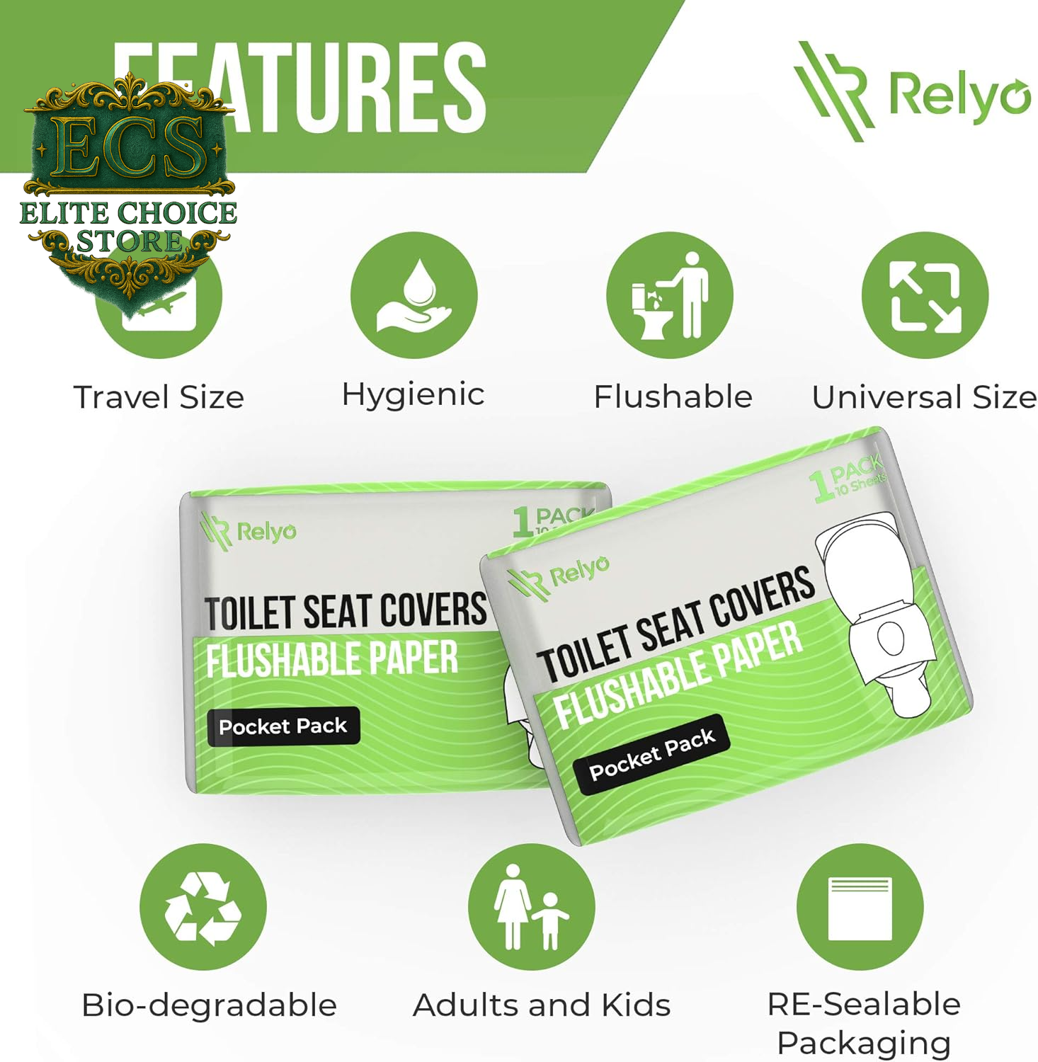 Toilet Seat Cover Paper Flushable (50 Pack) - XL for Adults and Kids Potty Training, 100% Biodegradable Travel Supplies Essentials for Public Restrooms, Airplane, Camping, Festivals