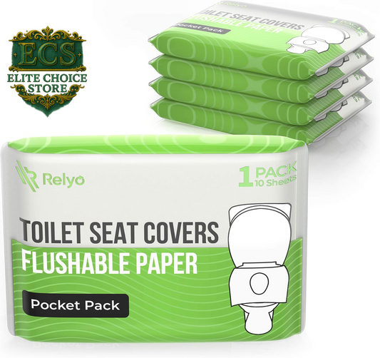 Toilet Seat Cover Paper Flushable (50 Pack) - XL for Adults and Kids Potty Training, 100% Biodegradable Travel Supplies Essentials for Public Restrooms, Airplane, Camping, Festivals