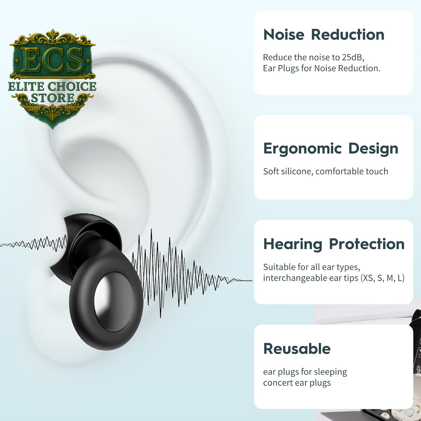 Ear Plugs for Sleeping Noise Cancelling, 25Db Ear Plugs for Noise Reduction with 8 Ear Tips, Reusable Silicone Earplugs Hearing Protection for Concert, Motorcycle, Sleep,And Snoring