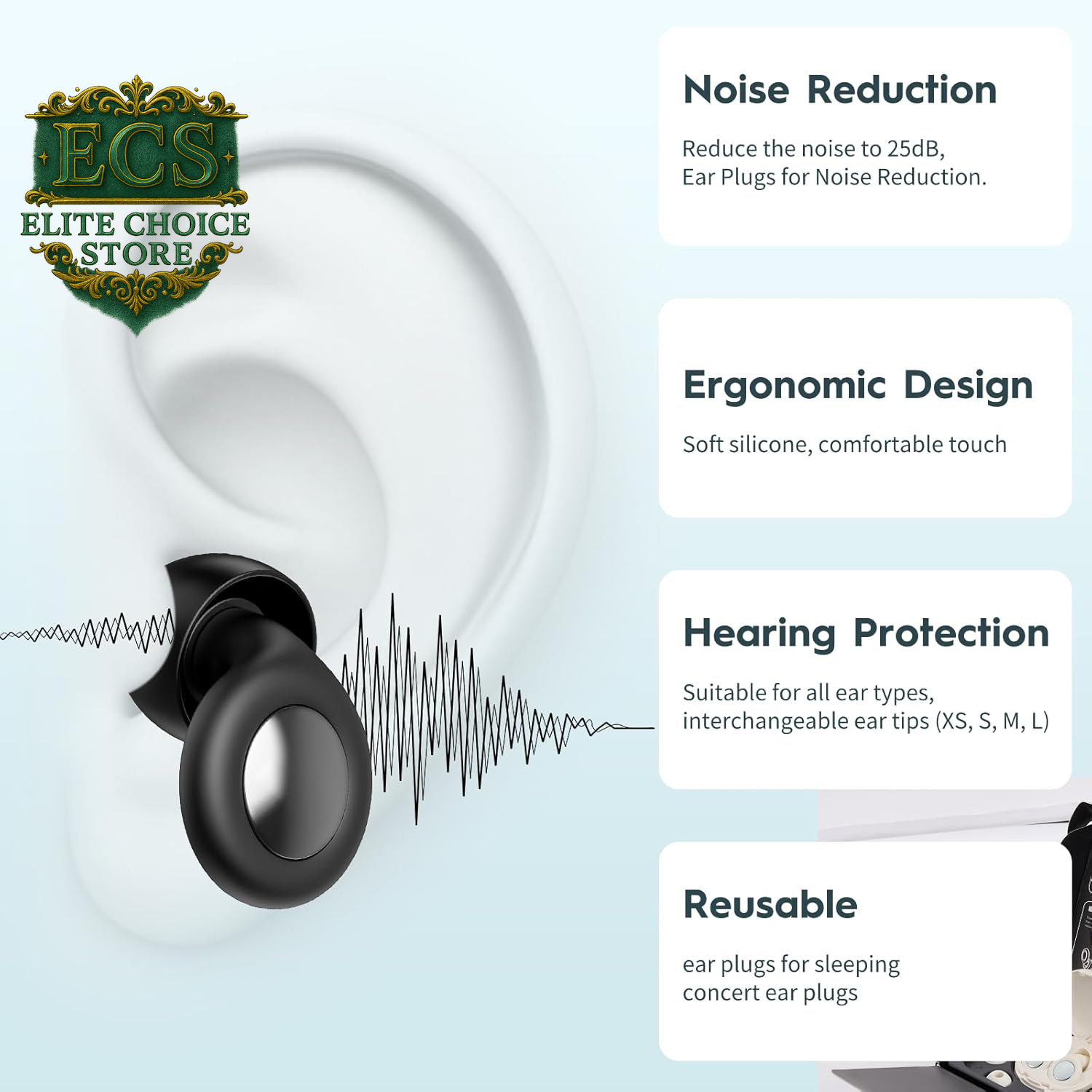 Ear Plugs for Sleeping Noise Cancelling, 25Db Ear Plugs for Noise Reduction with 8 Ear Tips, Reusable Silicone Earplugs Hearing Protection for Concert, Motorcycle, Sleep,And Snoring