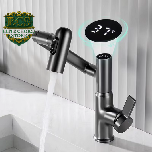 Digital Display LED Basin Faucet 360 Rotation Multi-Function Stream Sprayer Hot Cold Water Sink Mixer Wash Tap for Bathroom