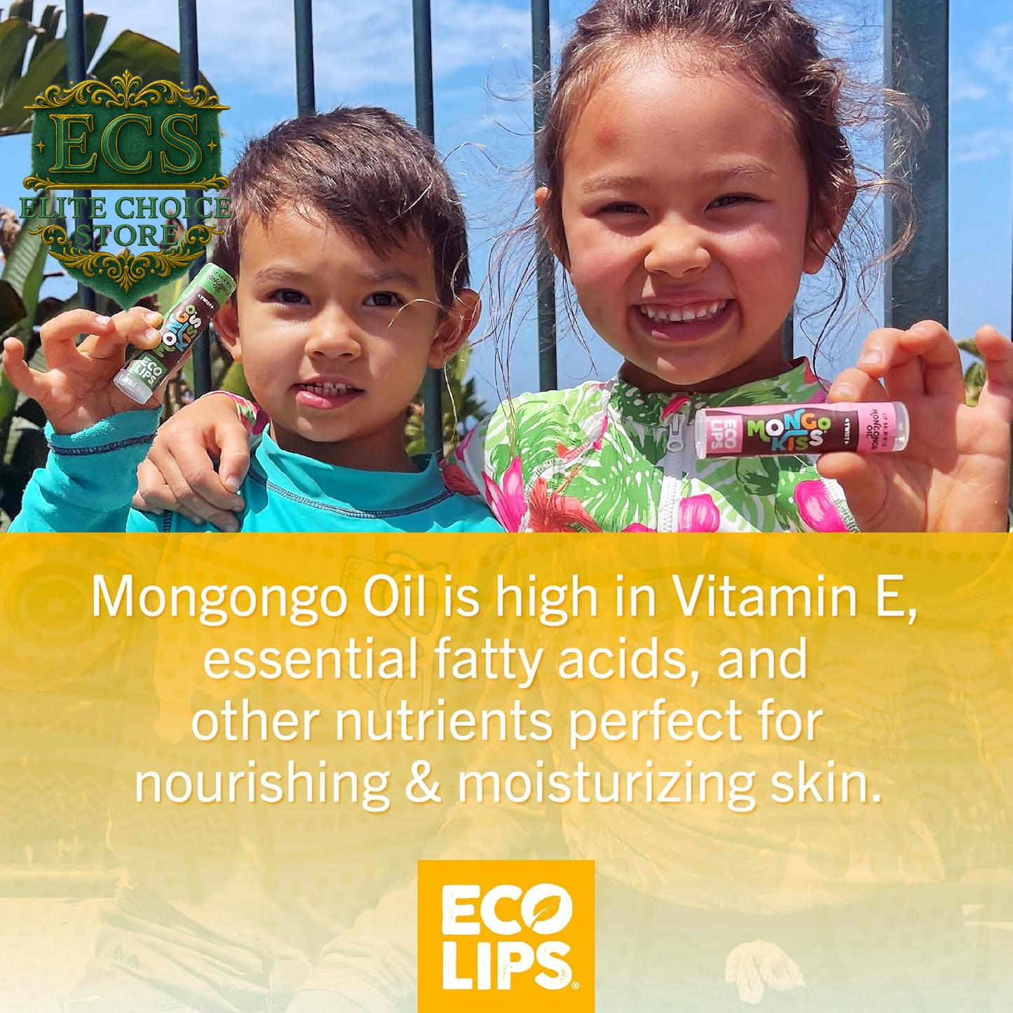 Eco Lips Mongo Kiss Organic Lip Balm 7 Pack - Blood Orange, Black Cherry, Pomegranate, Vanilla Honey, Peppermint, Strawberry Lavender, Yumberry | Mongongo Oil to Soothe & Moisturize Dry, Cracked Lips