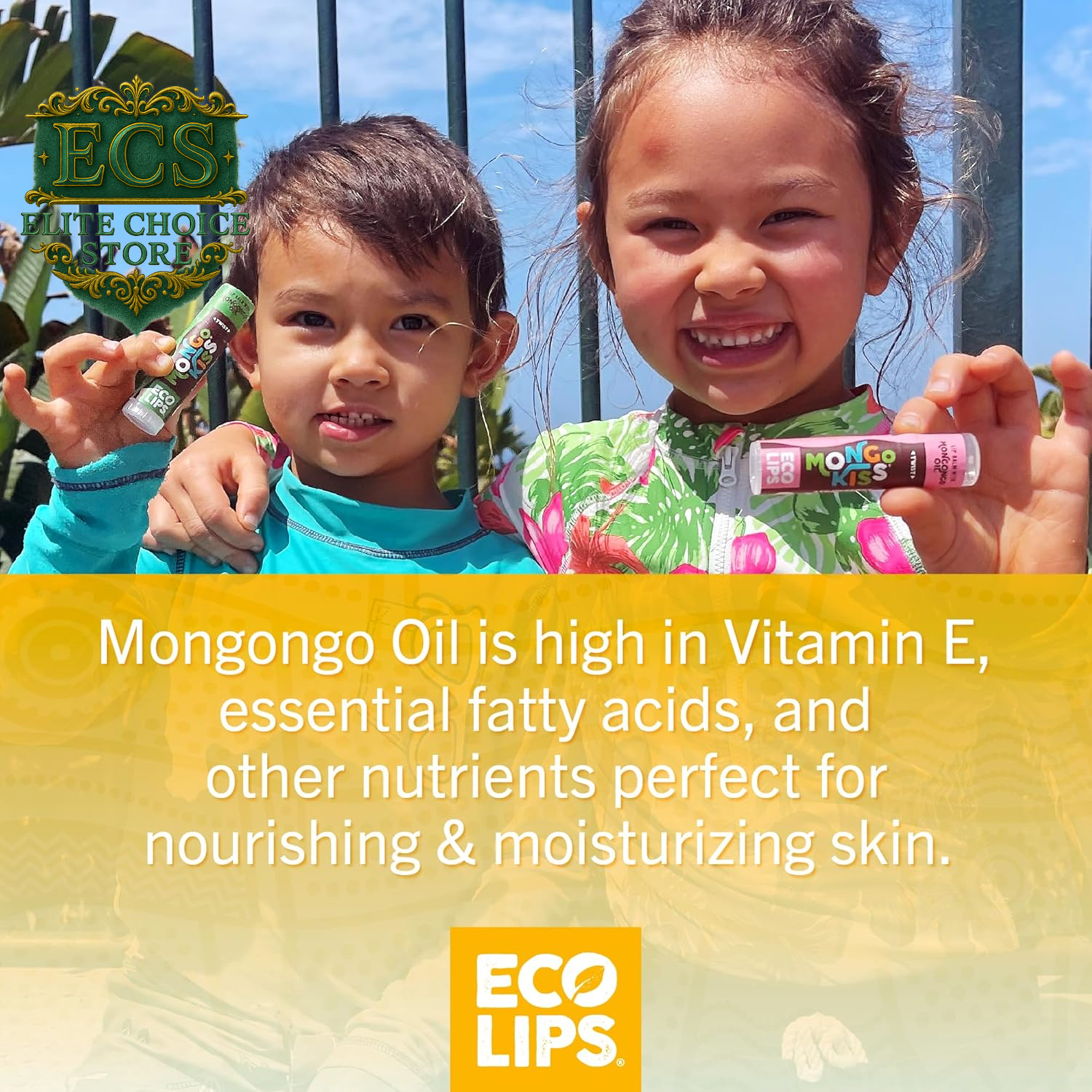 Eco Lips Mongo Kiss Organic Lip Balm 7 Pack - Blood Orange, Black Cherry, Pomegranate, Vanilla Honey, Peppermint, Strawberry Lavender, Yumberry | Mongongo Oil to Soothe & Moisturize Dry, Cracked Lips