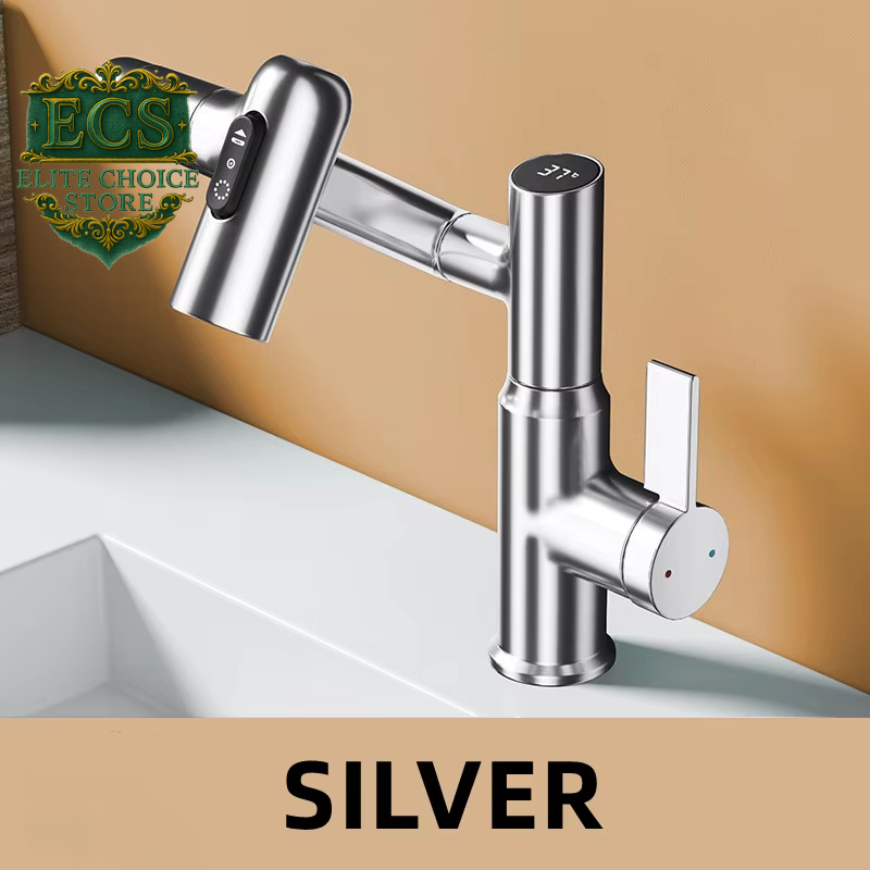 Digital Display LED Basin Faucet 360 Rotation Multi-Function Stream Sprayer Hot Cold Water Sink Mixer Wash Tap for Bathroom