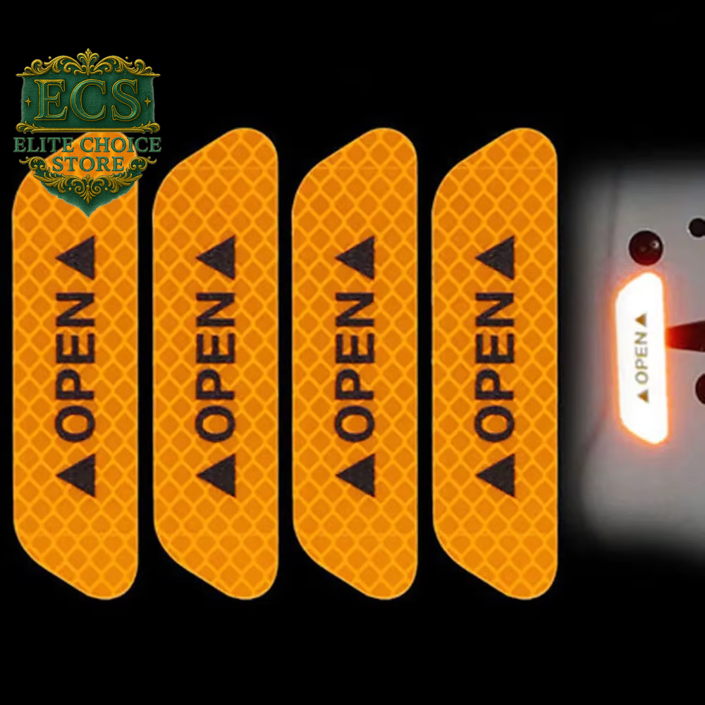 4PCS Car Accessories Car Stickers Reflective Warning Sticker Wheel Eyebrows Door Opening Sticker Diamond Wheel Reflective Strip