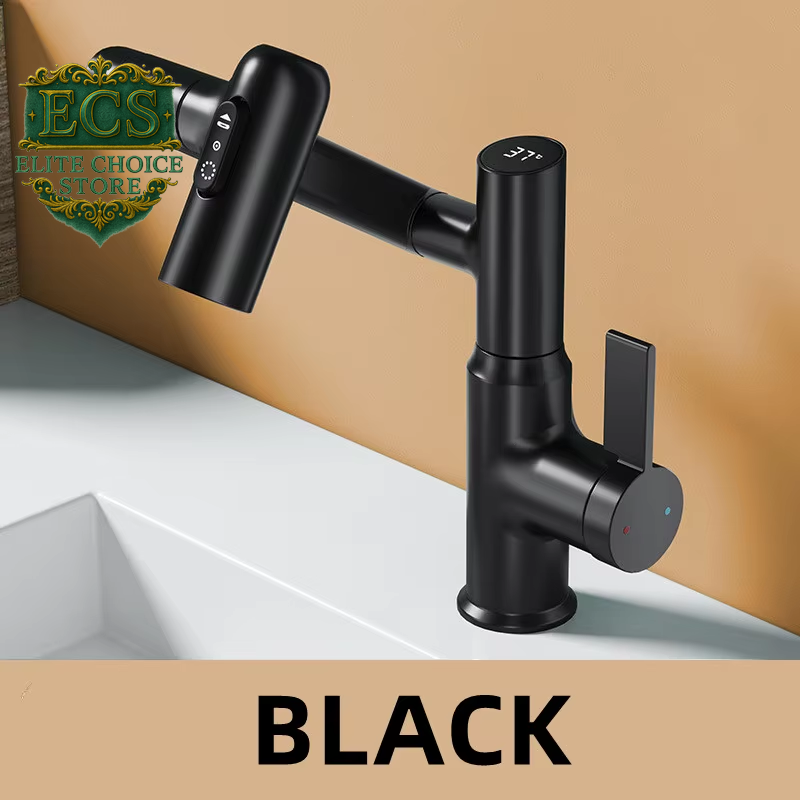 Digital Display LED Basin Faucet 360 Rotation Multi-Function Stream Sprayer Hot Cold Water Sink Mixer Wash Tap for Bathroom