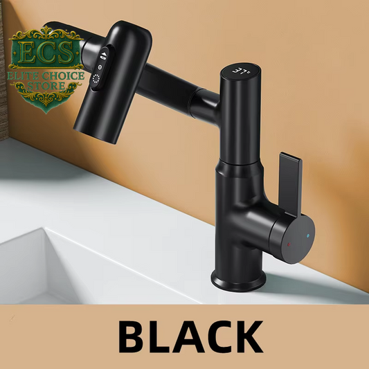 Digital Display LED Basin Faucet 360 Rotation Multi-Function Stream Sprayer Hot Cold Water Sink Mixer Wash Tap for Bathroom