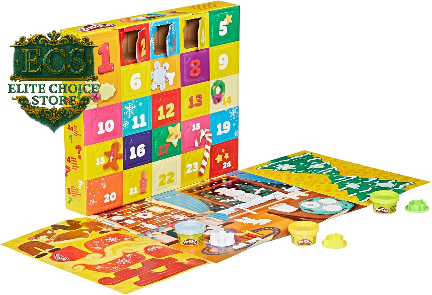 Play-Doh Holiday Advent Calendar for Kids 3 and Up, 24 Day Countdown, Multiple Surprise Gifts behind Each Door, Arts & Crafts