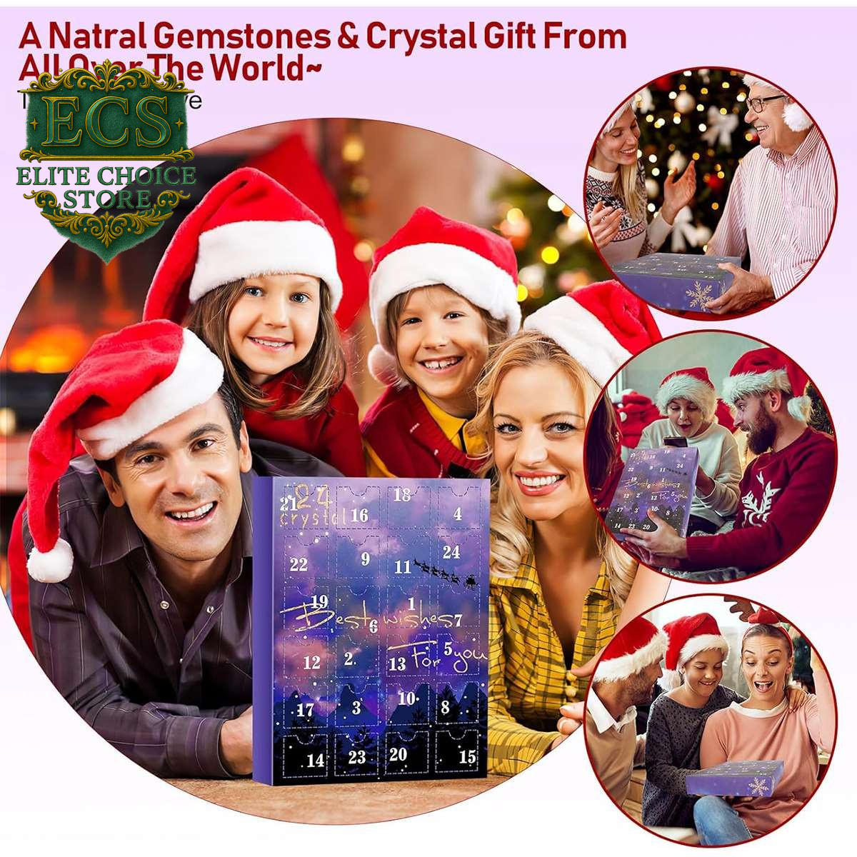 Advent Calendar 2025 Rocks – Crystal Agate Stone 24 Days Xmas Gift Purple UK HOT
