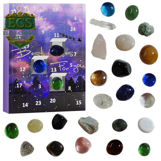 Advent Calendar 2025 Rocks – Crystal Agate Stone 24 Days Xmas Gift Purple UK HOT