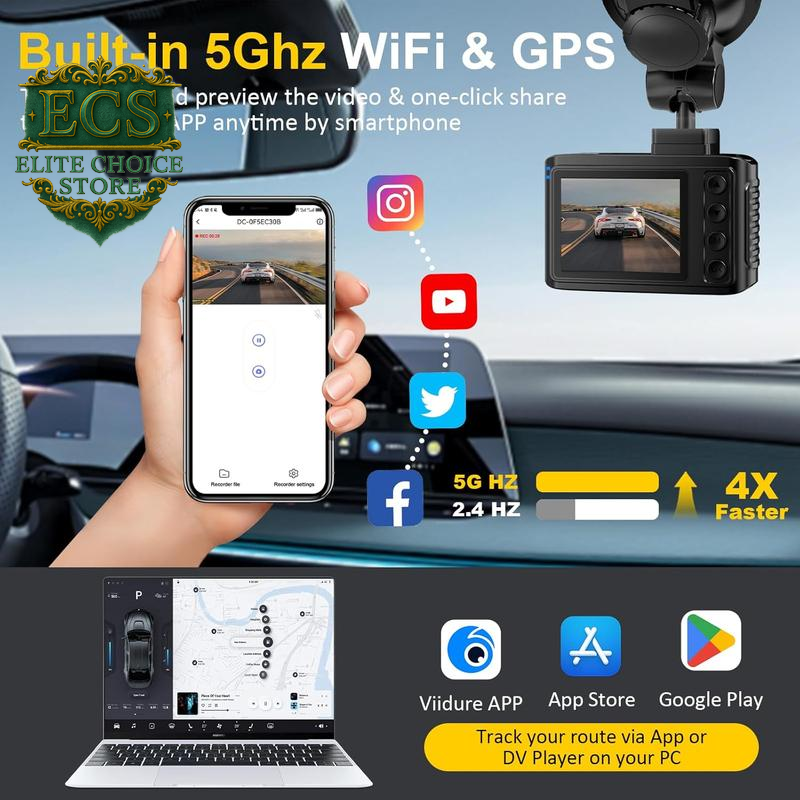Capture Every Moment: 4K Front & 2.5K Rear Dual Dash Cam with WiFi & GPS - Perfect for Day & Night Adventures! 🚗💨📸 #DashCam #CarSafety