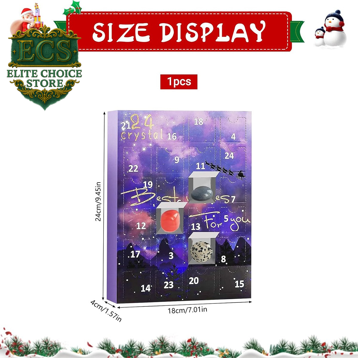 Advent Calendar 2025 Rocks – Crystal Agate Stone 24 Days Xmas Gift Purple UK HOT