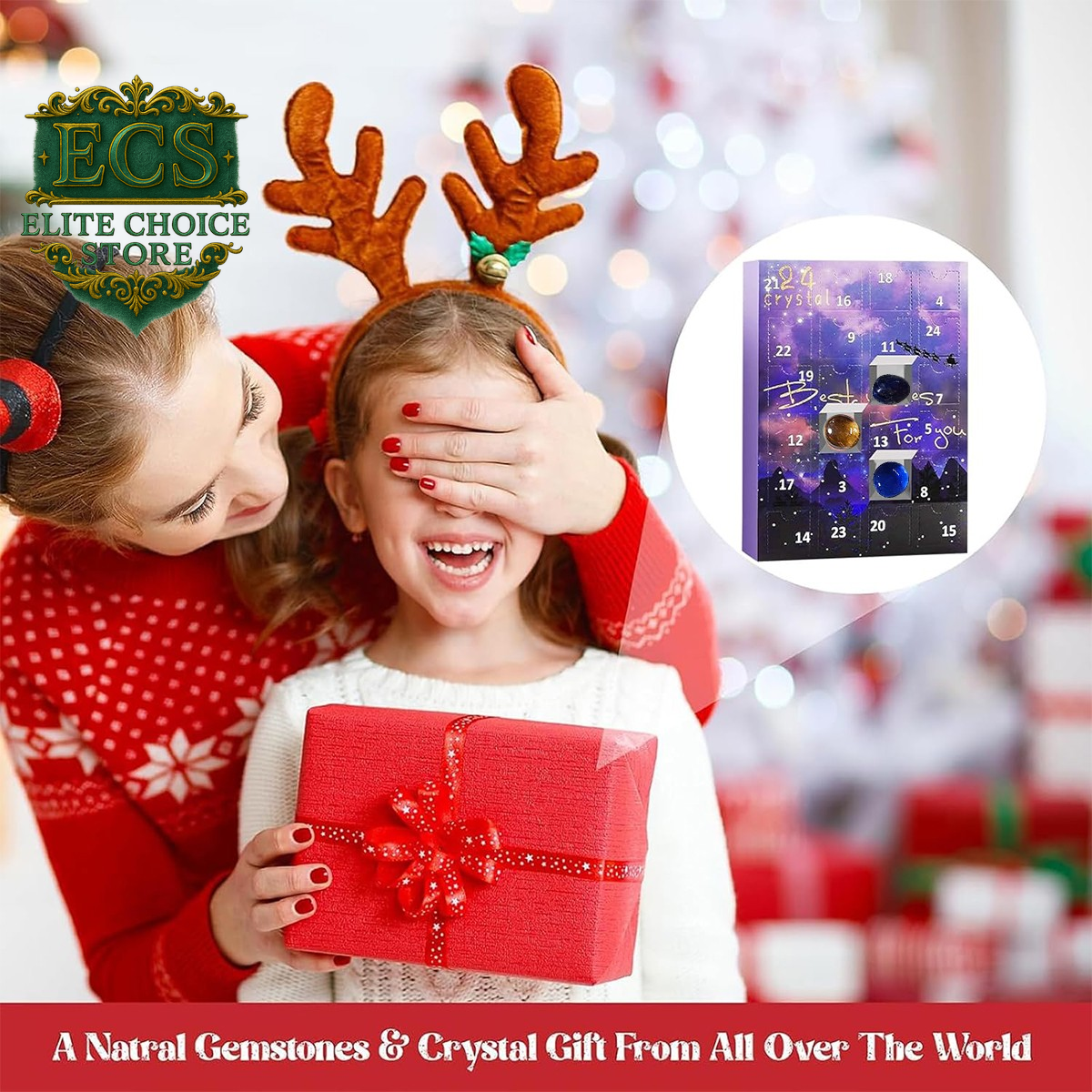 Advent Calendar 2025 Rocks – Crystal Agate Stone 24 Days Xmas Gift Purple UK HOT