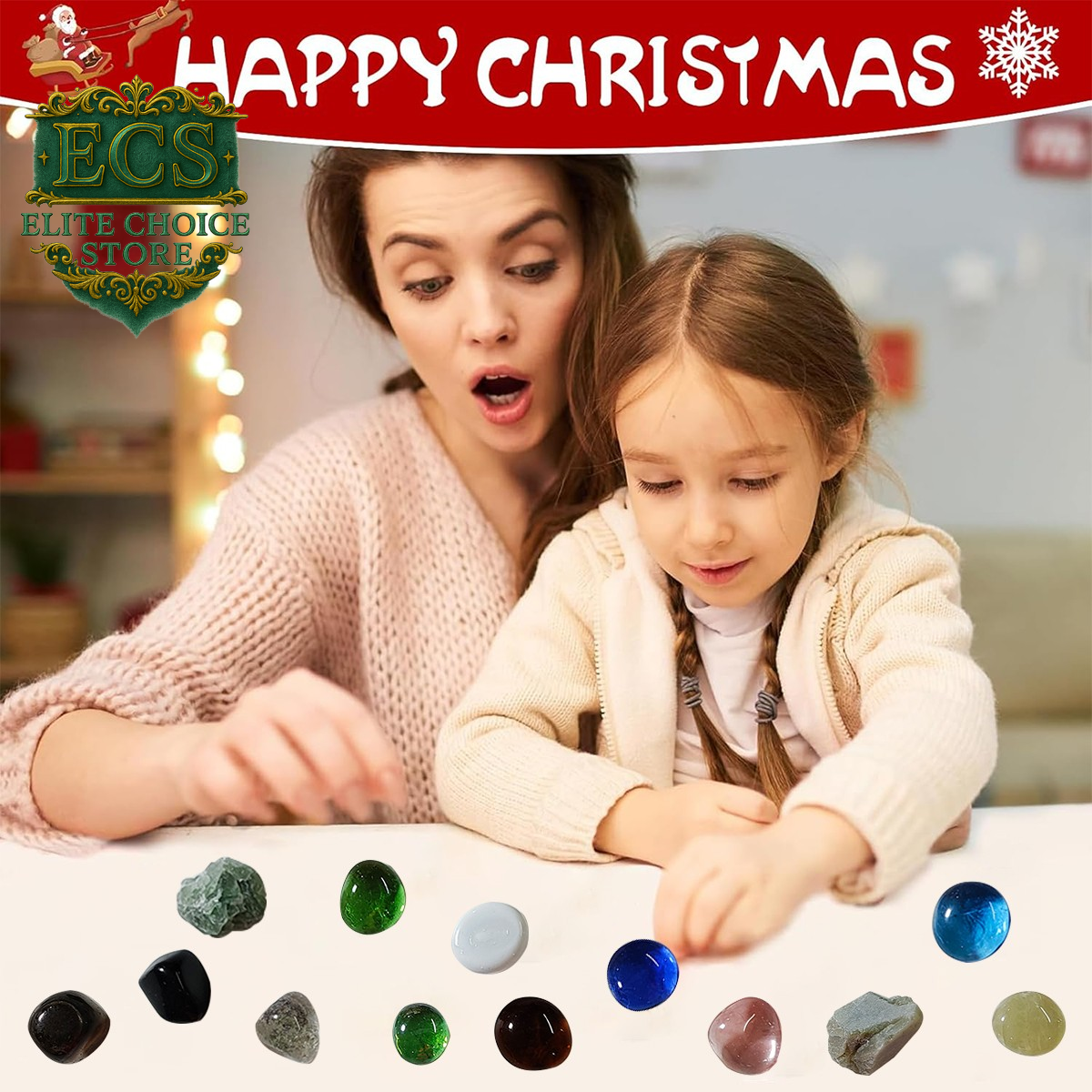 Advent Calendar 2025 Rocks – Crystal Agate Stone 24 Days Xmas Gift Purple UK HOT