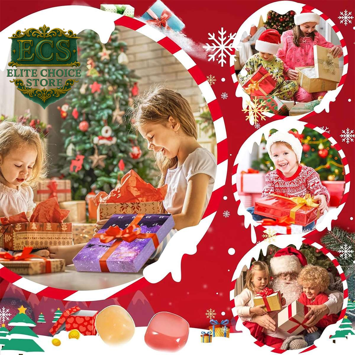 Advent Calendar 2025 Rocks – Crystal Agate Stone 24 Days Xmas Gift Purple UK HOT